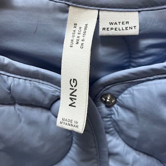 NWOT Mango Belt Quilted Coat in Sky Blue -- Size XS - Picture 8 of 8
